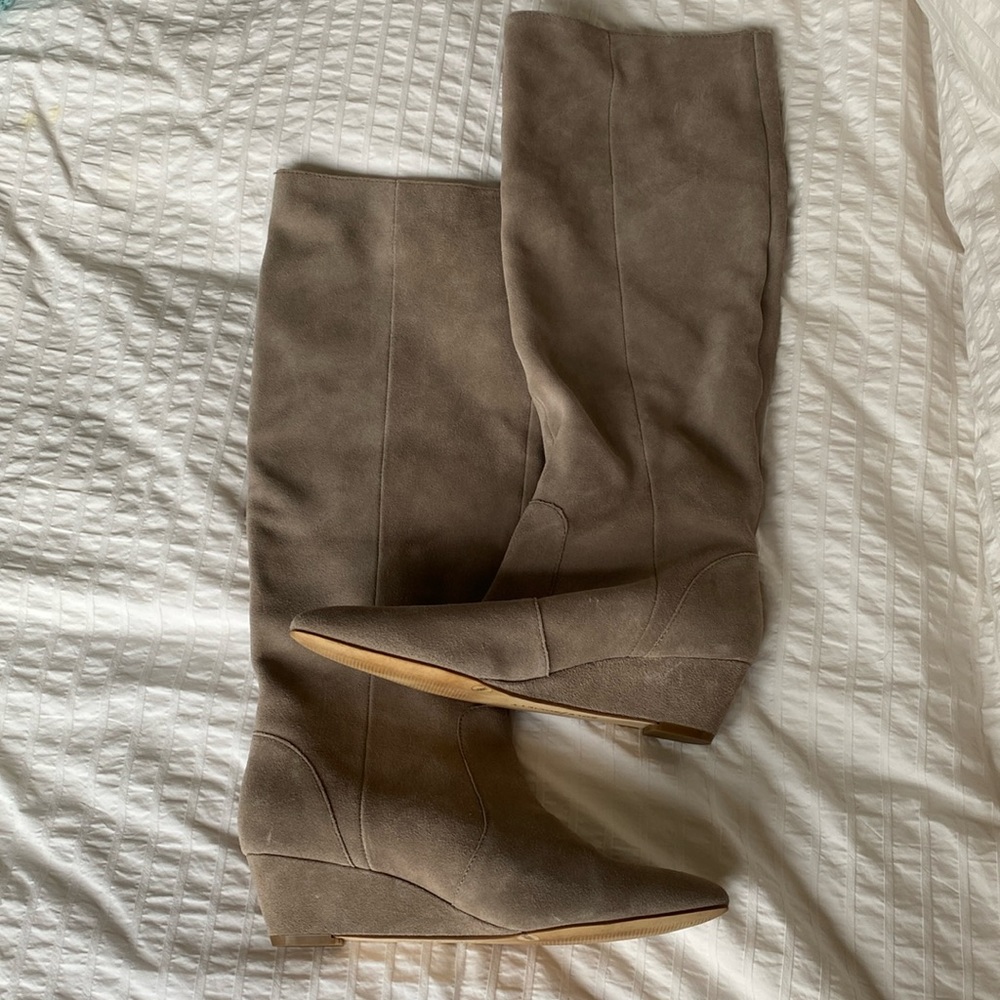 Sole Society Greige leather suede slouchy boots 9.5